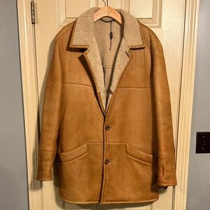 Men's Tan Leather Shearling Coat
